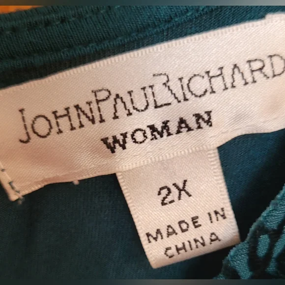 Women's Size 2X John Paul Richard Blouse With Velvet Detail - Picture 4 of 5